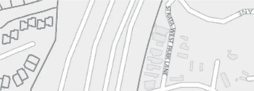 Map detail showing residential lots along Strata West Park Lane