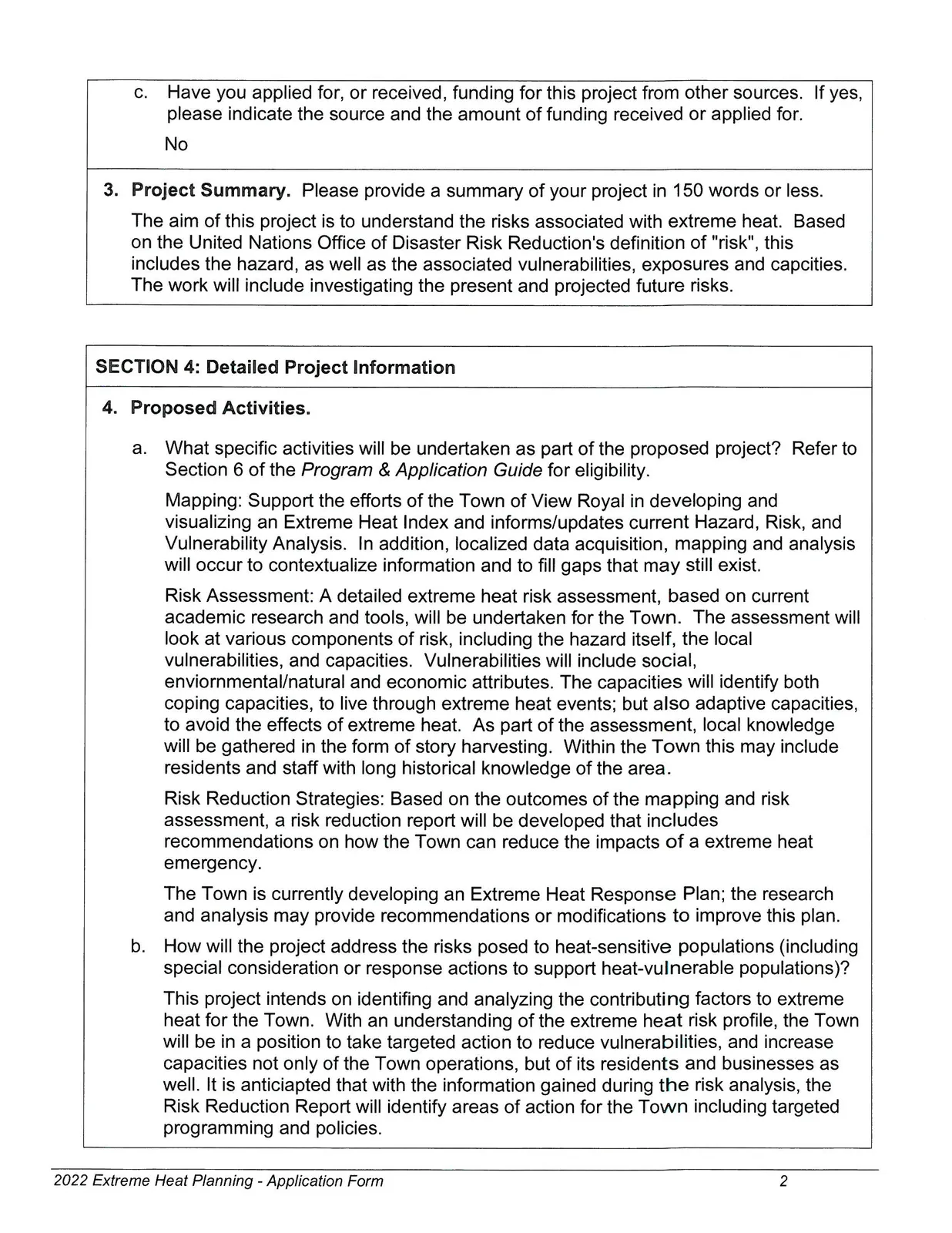 Page 2 of application form