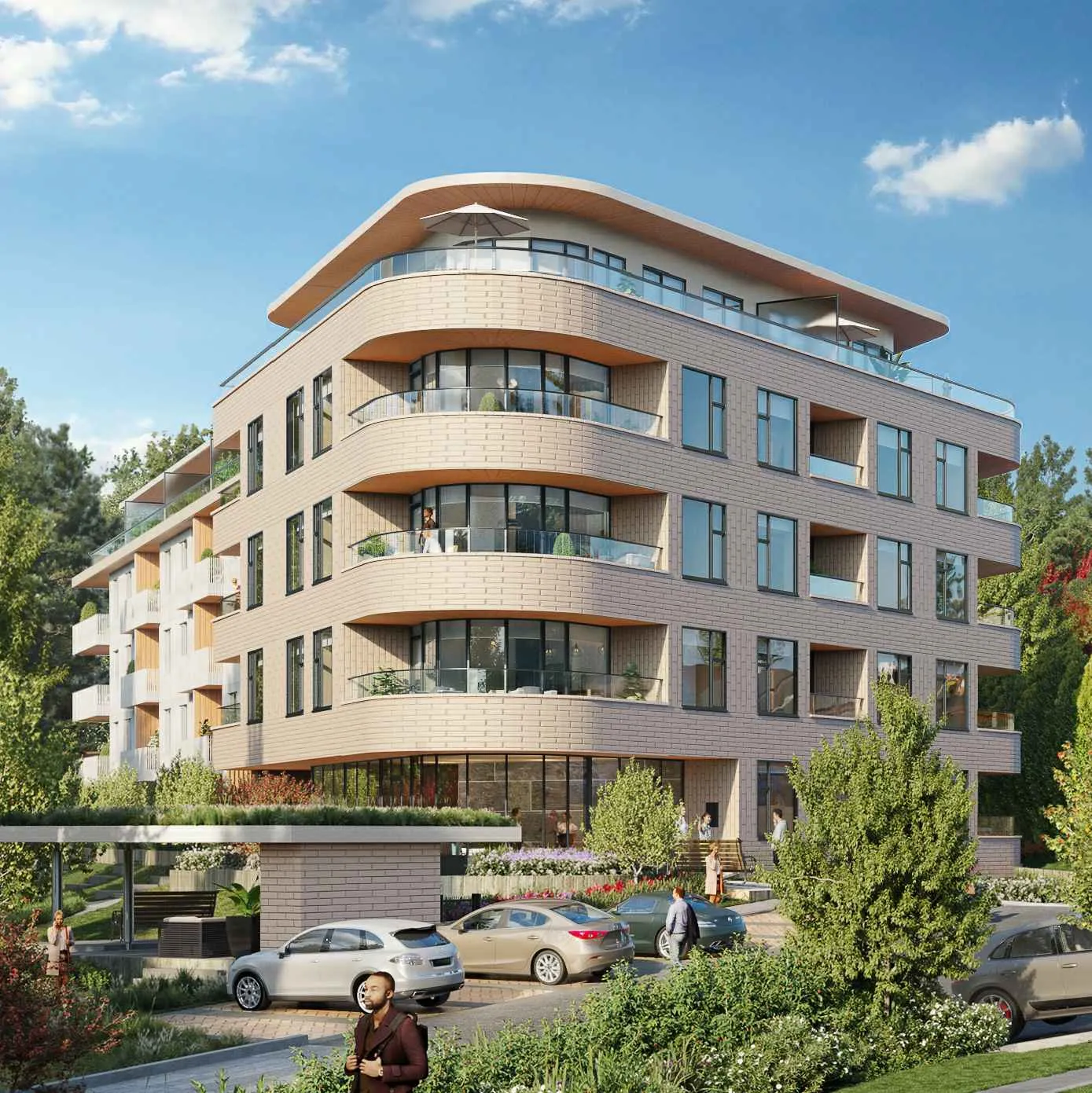 Architectural rendering of the Portage Park Residences building exterior