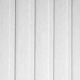 Sample of white fibre cement board and batten siding