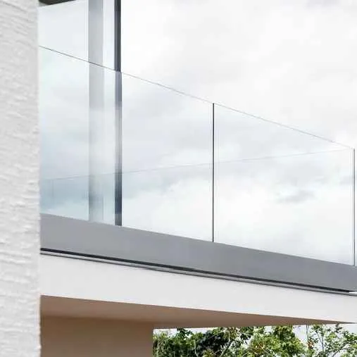 Detail of white aluminum picket guardrail
