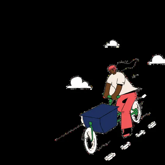 Illustration of a person riding a cargo bike