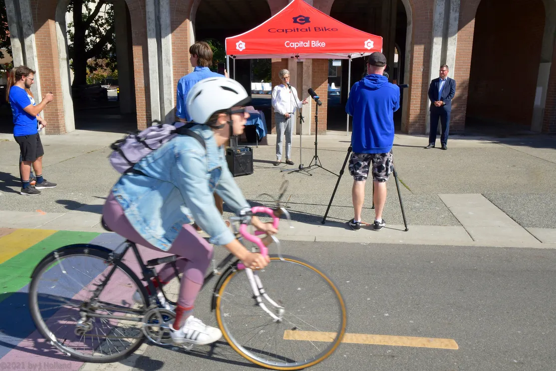 Social media post for Fall Go By Bike Week featuring a person with a bicycle