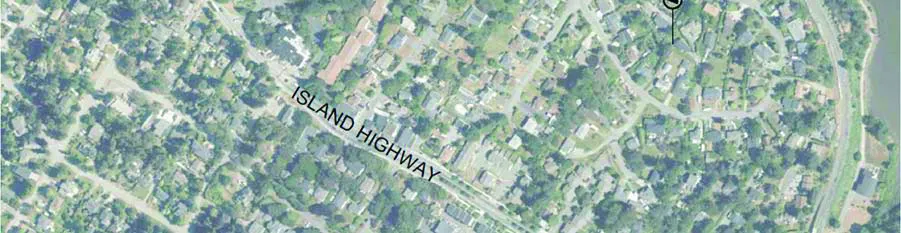 Aerial view of study area showing Island Highway corridor