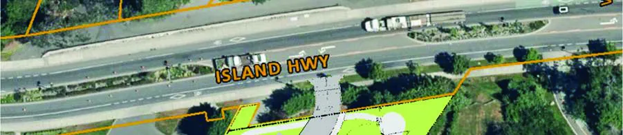 Map of Island Hwy showing TWLTL and development entry (middle)