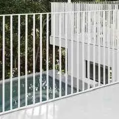 Detail of white picket guard rail system