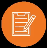 Icon of a clipboard and a pencil