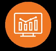 Icon of a monitor displaying a bar chart and line graph
