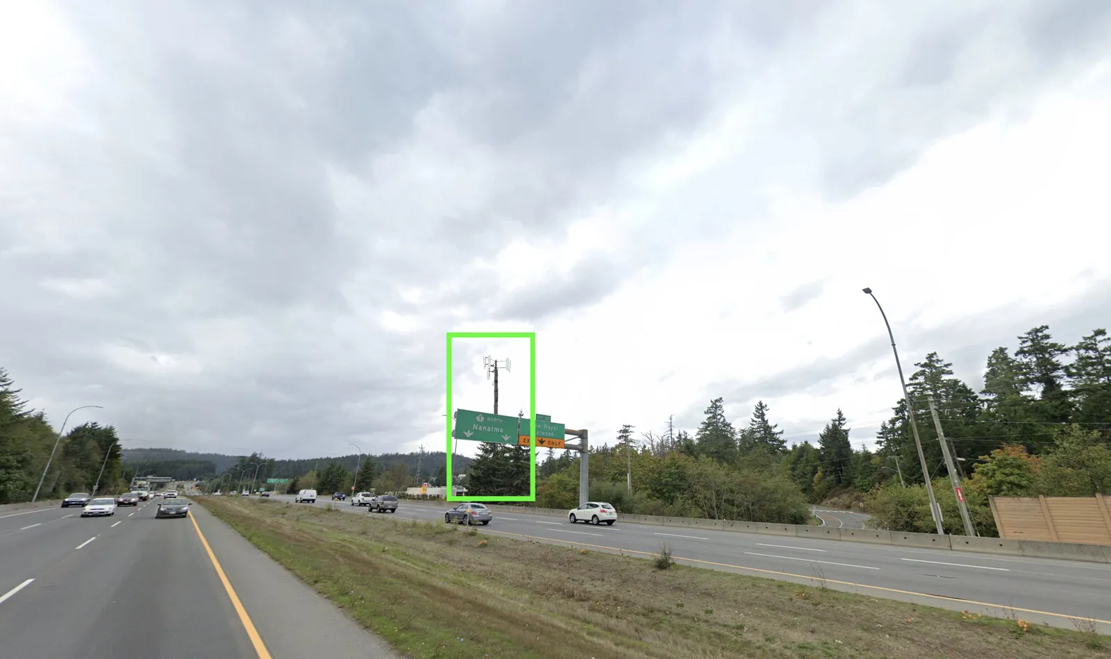 Photo simulation showing the proposed tower as seen looking Northwest from Highway 1