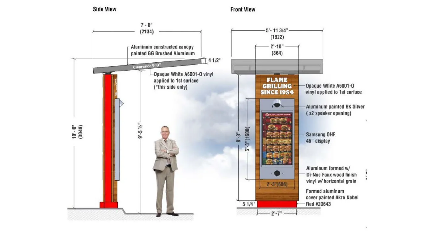 Side and front view technical diagrams of the new pre-order board with specifications
