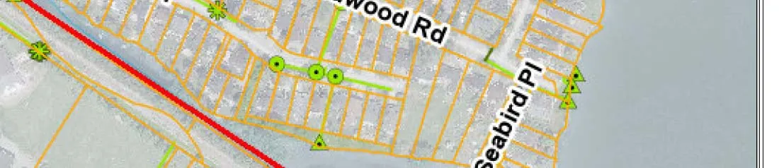 Map section showing Seabird Pl and coastal parcels
