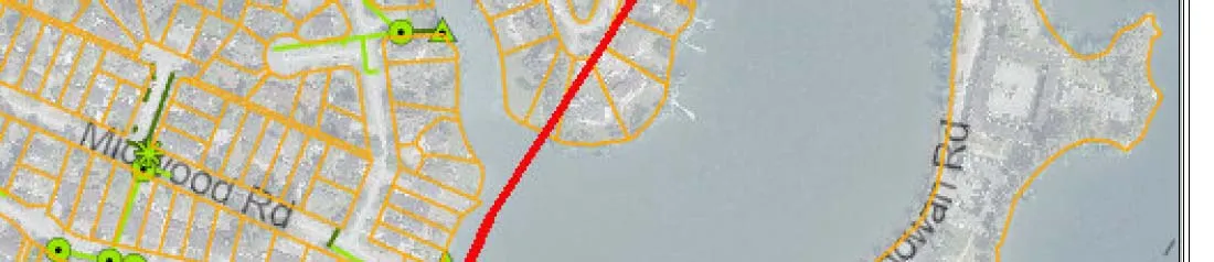 Map section showing Midwood Rd and southern catchment boundary