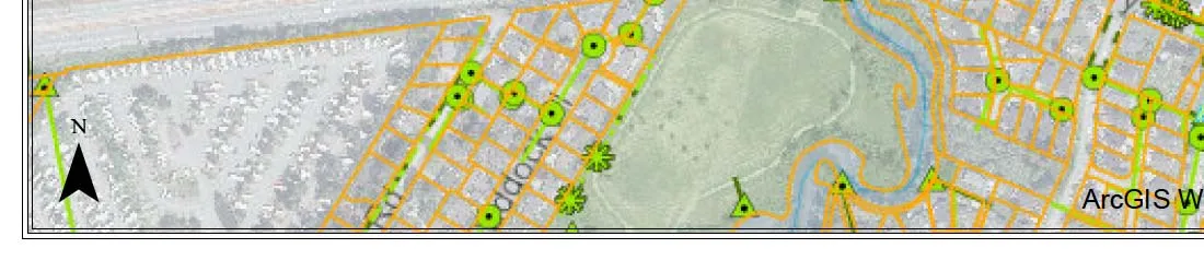 Map section showing highway infrastructure and green space