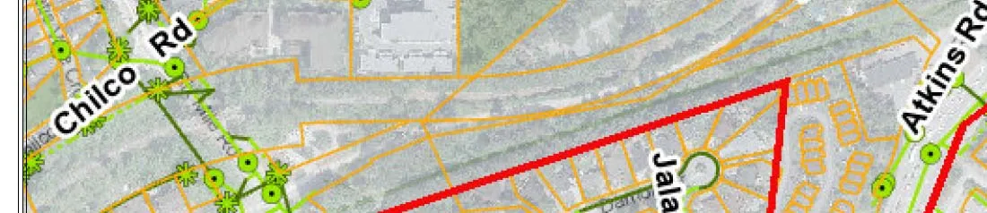 Map section showing Atkins Rd, Jalan Pl, and Damon Dr
