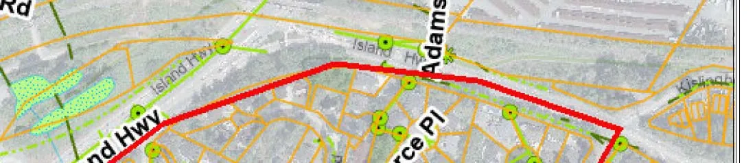 Map section showing Trans-Canada Hwy, TCH Onramp, and Adams Pl