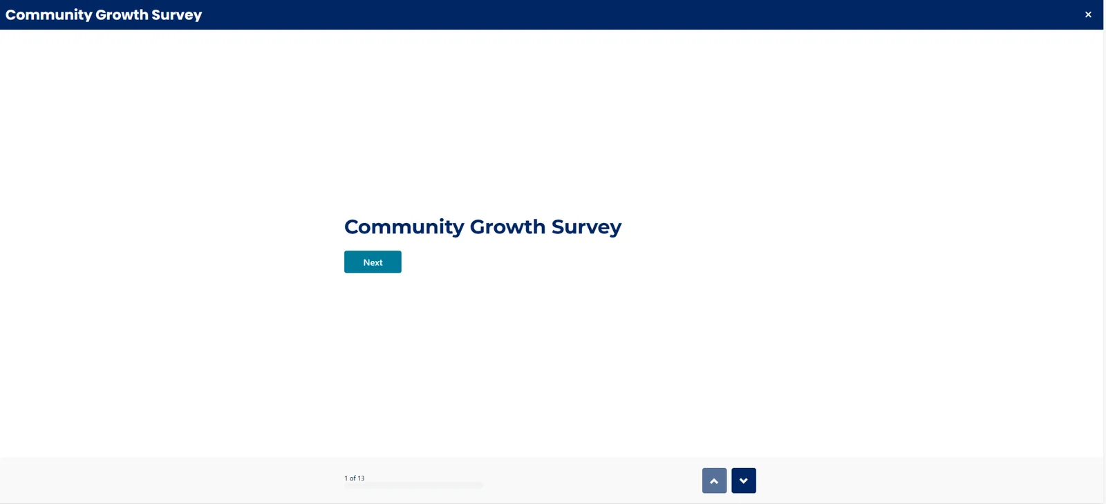 Survey landing screen