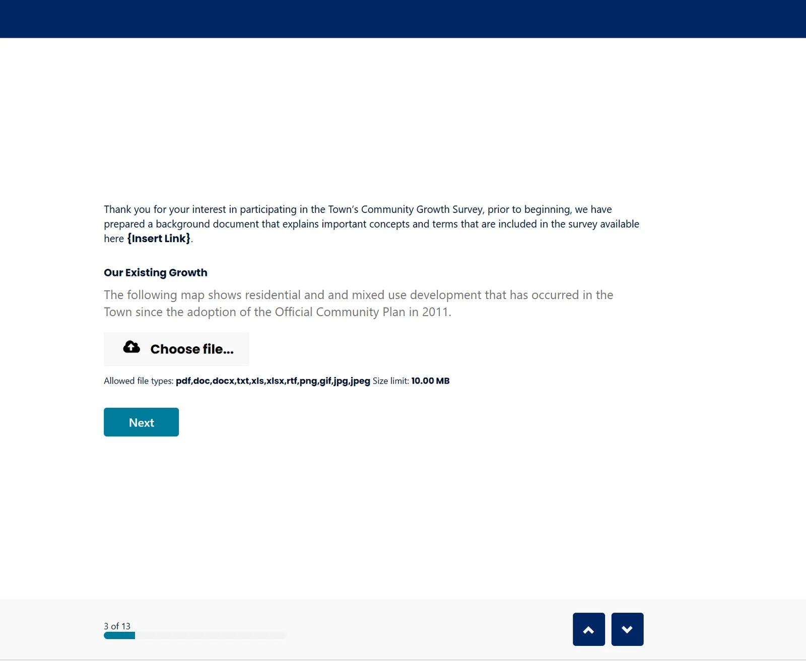 Background information link and map upload section