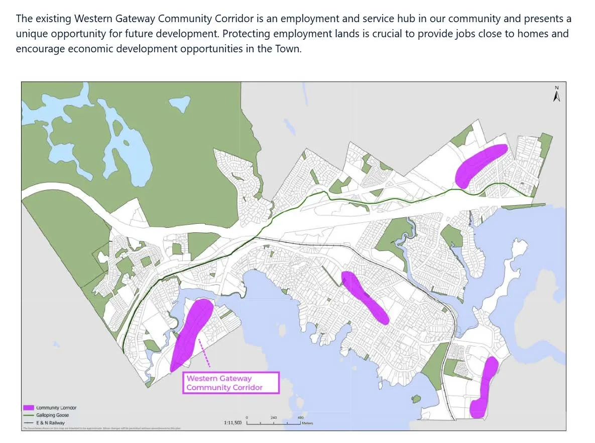 Map identifying the Western Gateway Community Corridor