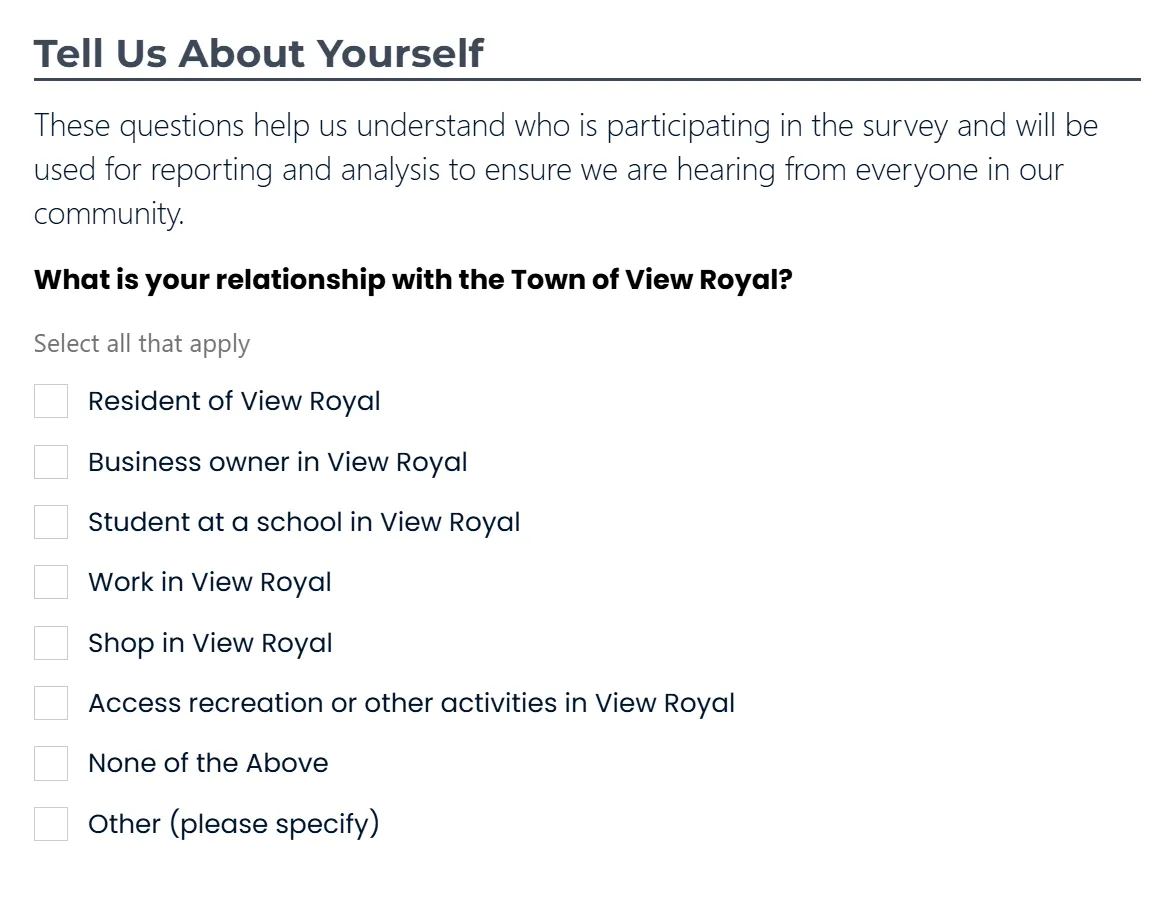 Question regarding relationship with the Town of View Royal