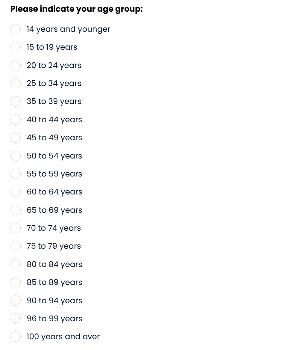 Age group selection question