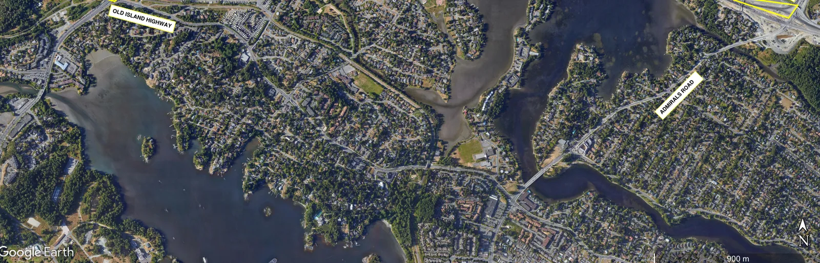 Aerial map of the Highway 1 project area between Watkiss Way and McKenzie Avenue, south section
