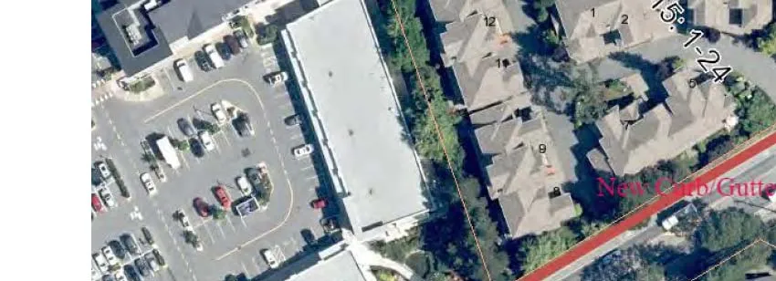 Aerial map showing the north-western portion of the project site on Helmcken Road
