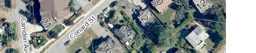 Aerial map showing residential properties on the south side of Helmcken Road