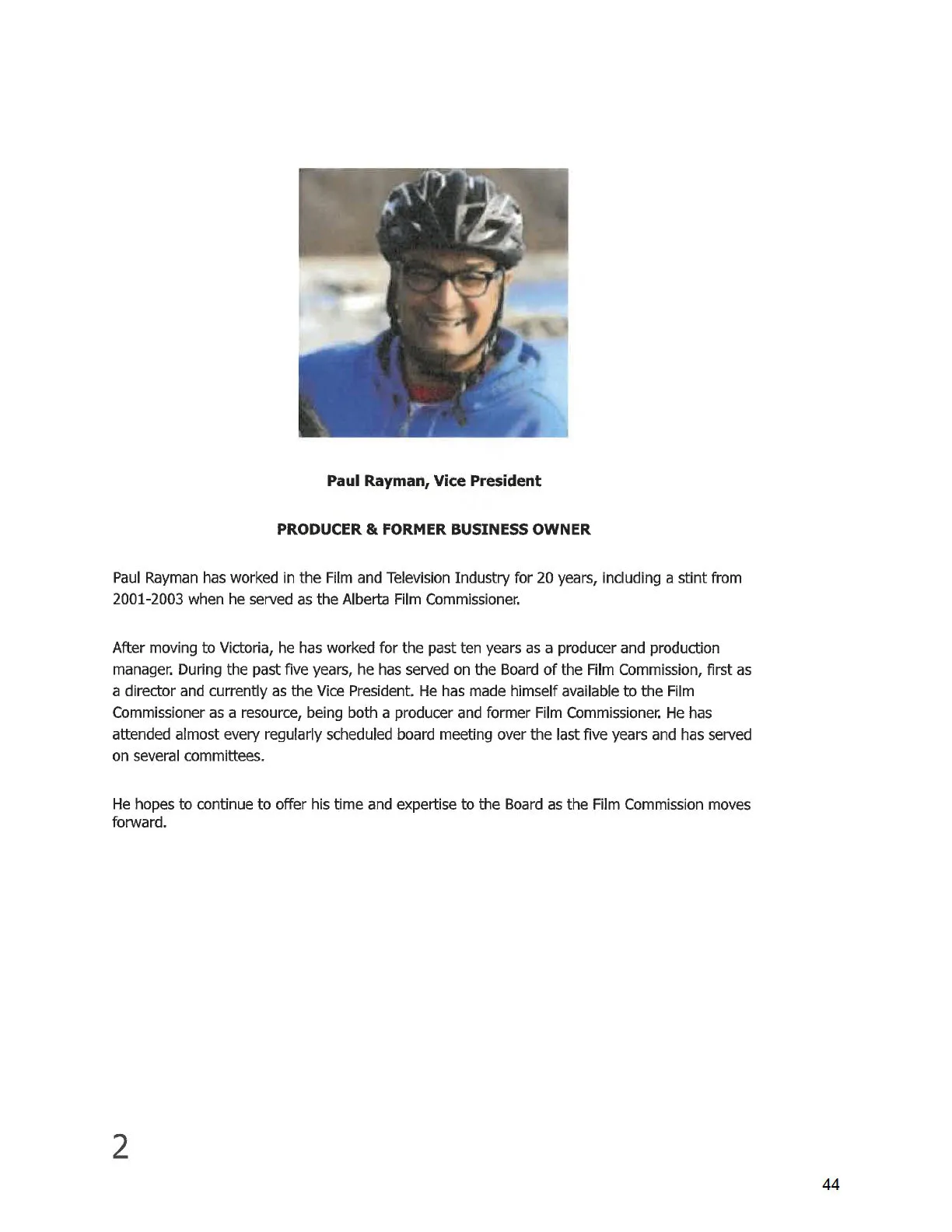 Photo of Paul Rayman wearing a bicycle helmet