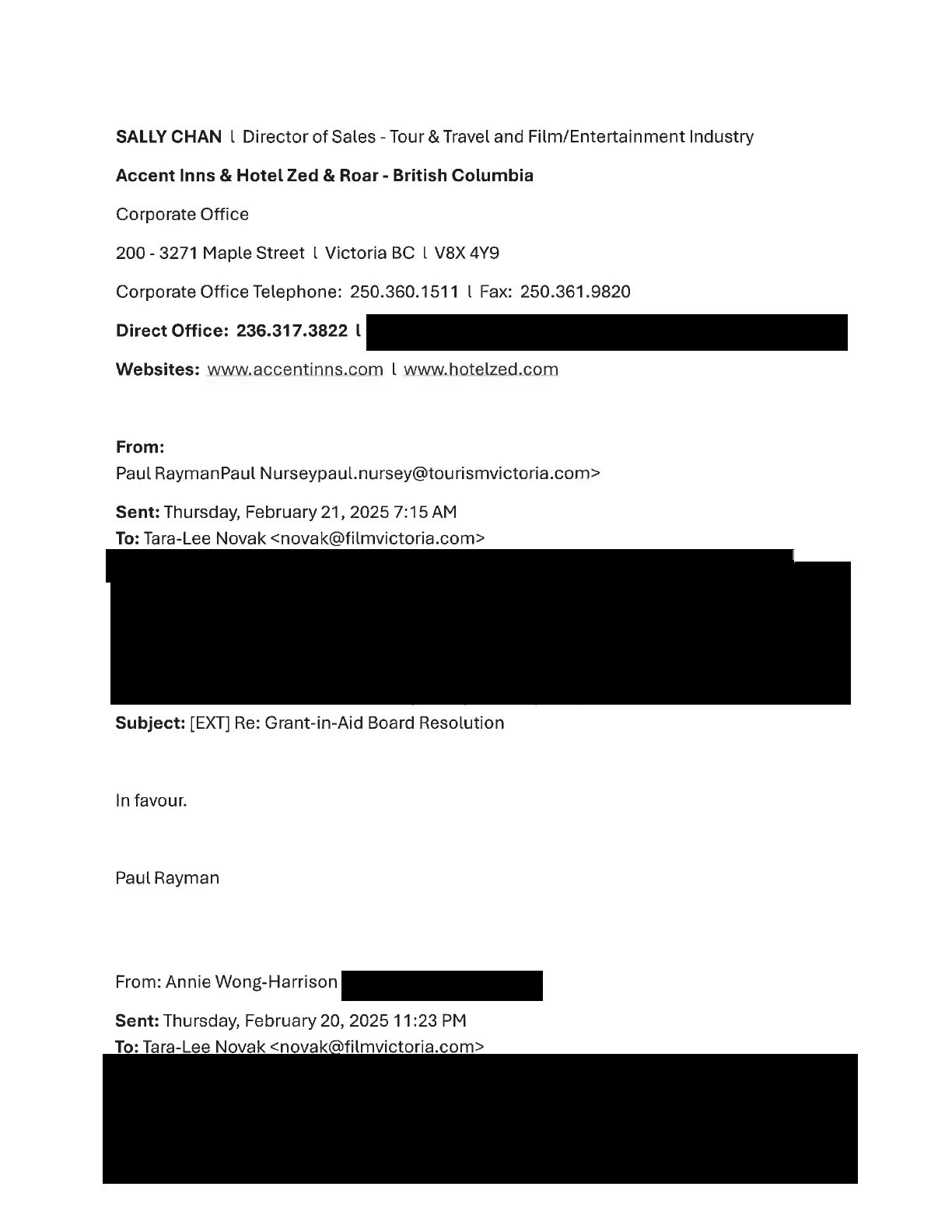 Email from Paul Rayman regarding Grant-in-Aid Board Resolution