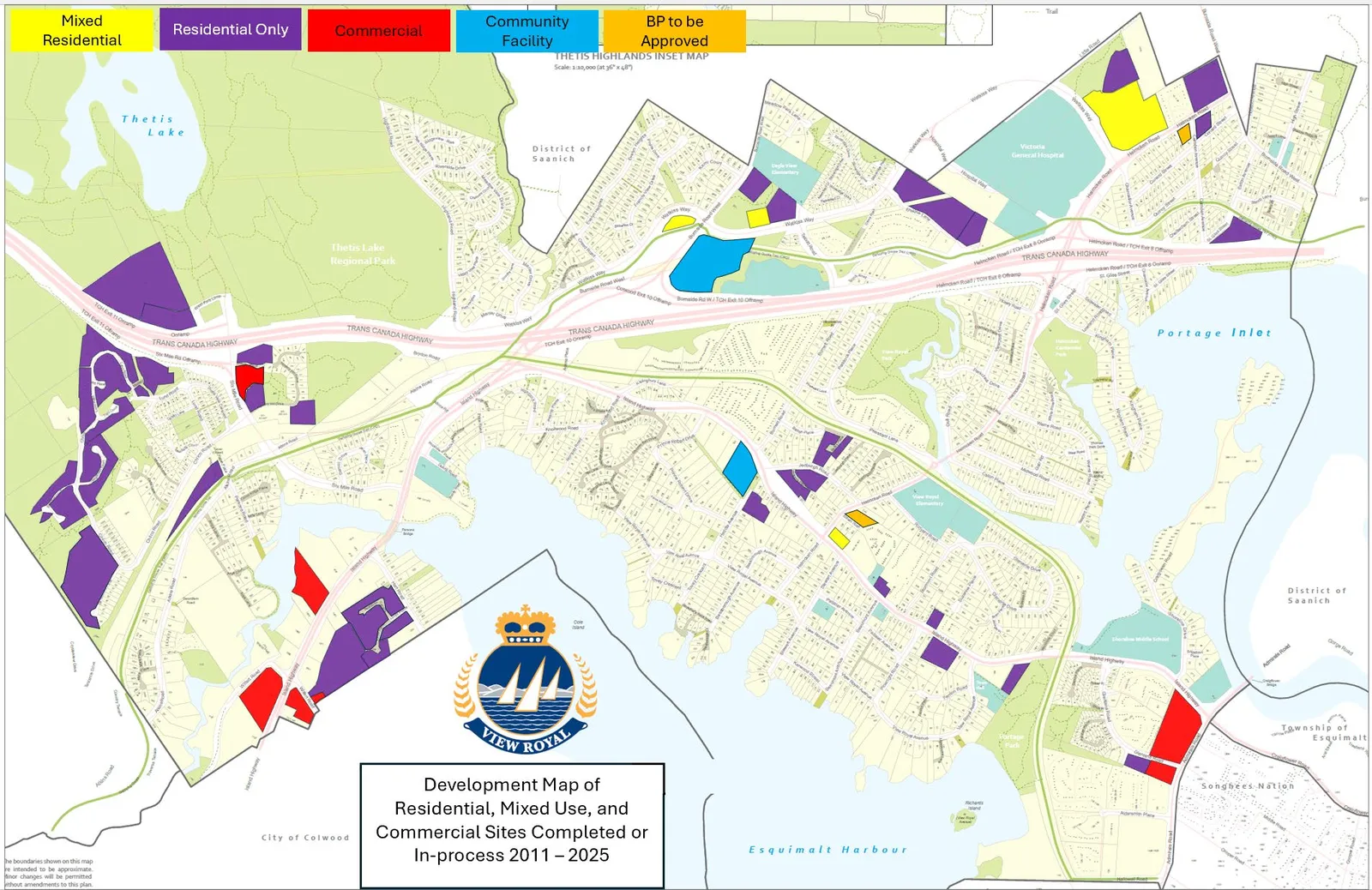 Development Map of Residential, Mixed Use, and Commercial Sites Completed or In-process 2011 – 2025