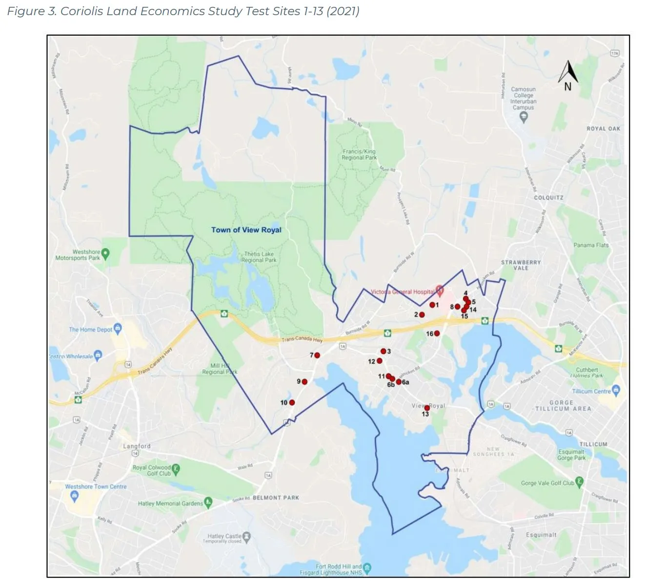 Figure 3. Coriolis Land Economics Study Test Sites 1-13 (2021)