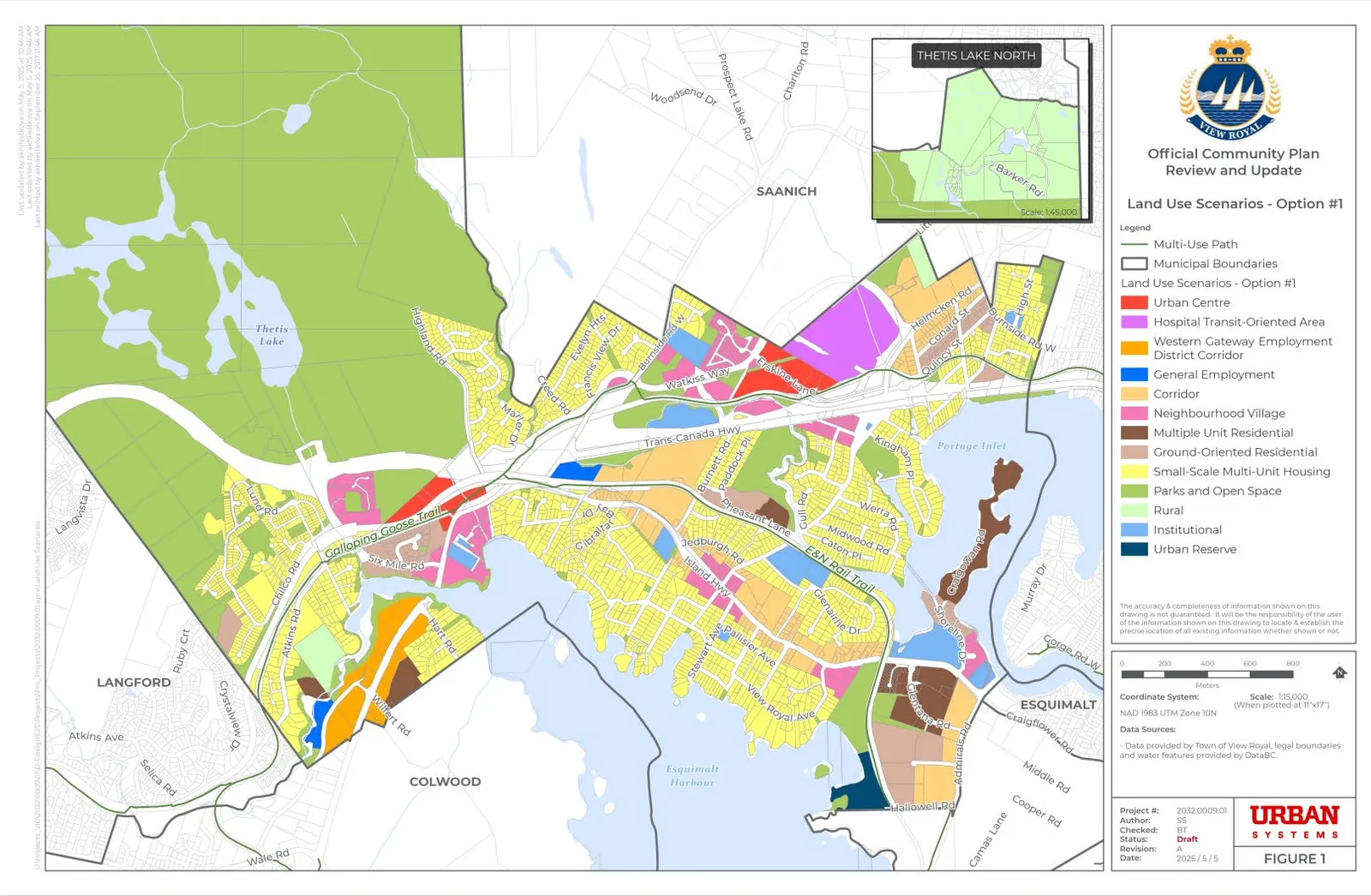Land Use Scenarios - Option #1 Map with highlighted difference areas