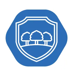 Shield icon containing tree silhouettes