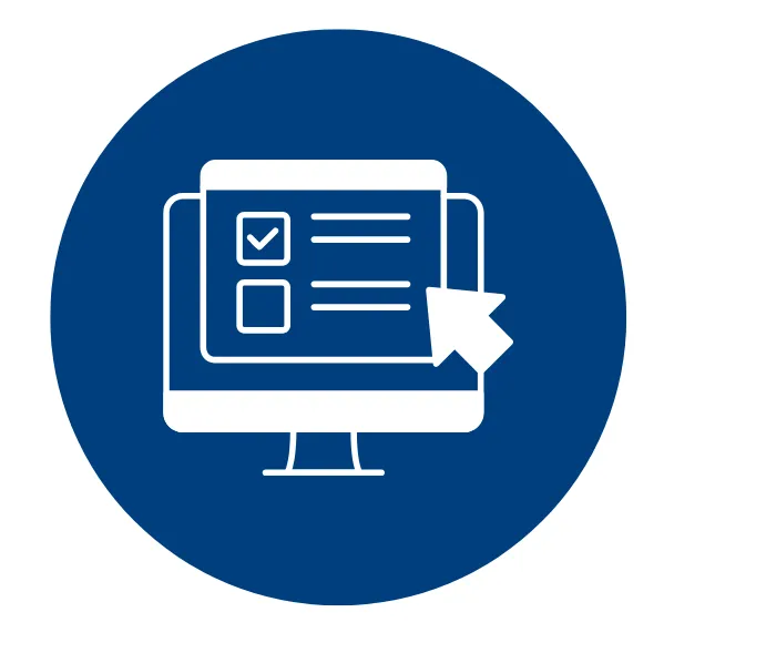 Computer monitor with a checklist and mouse cursor icon