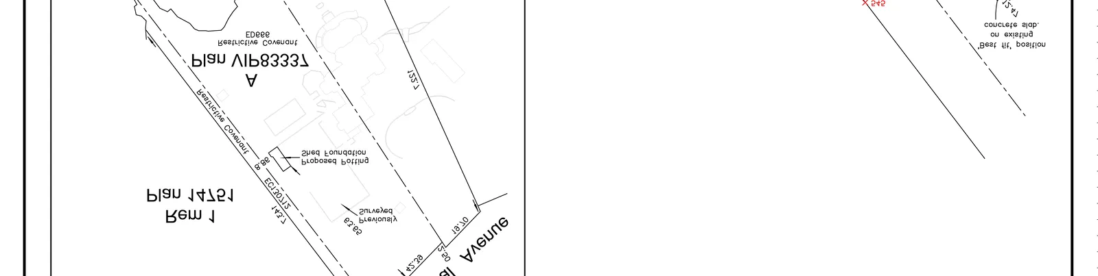 Close-up detail of the proposed potting shed location on the site plan