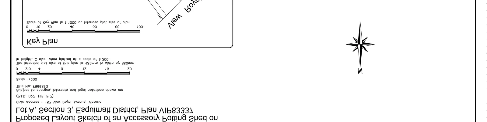 Key Plan showing context within View Royal Avenue along with north arrow and scale bars