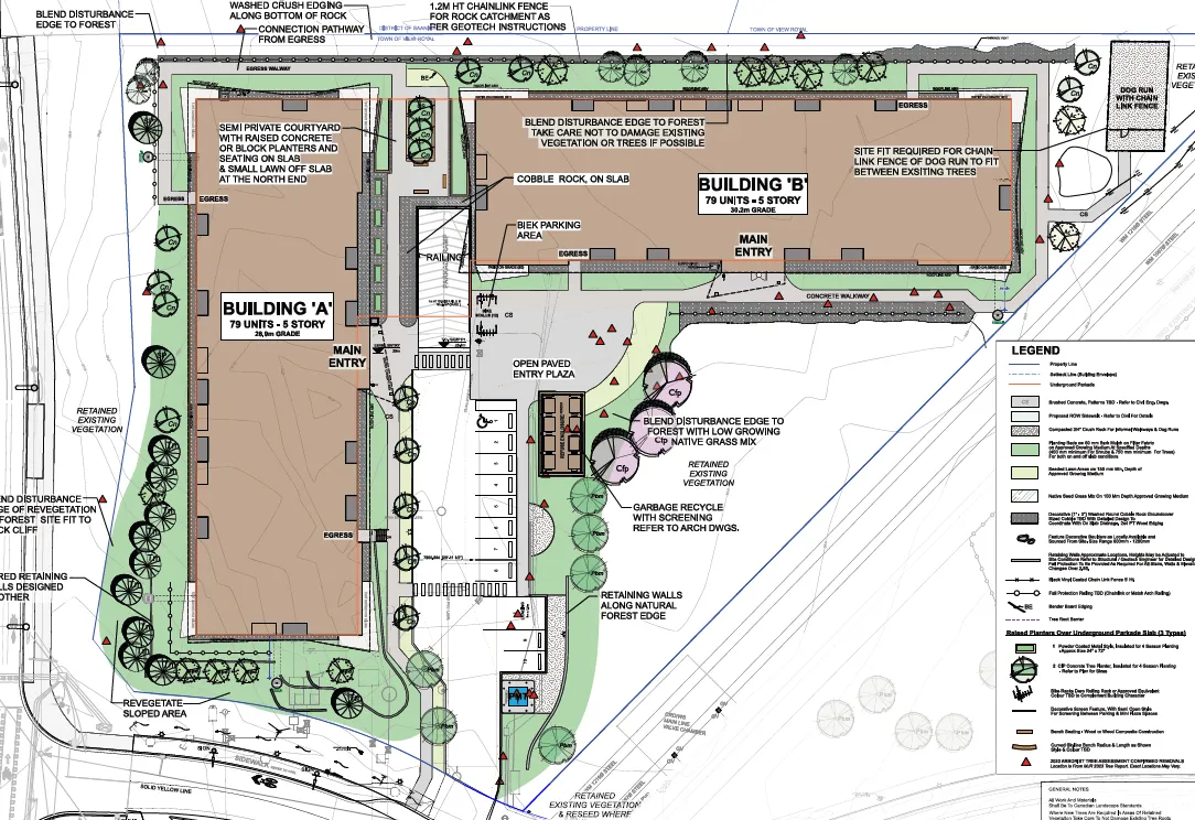 Updated landscape plan detail for Building A and Building B