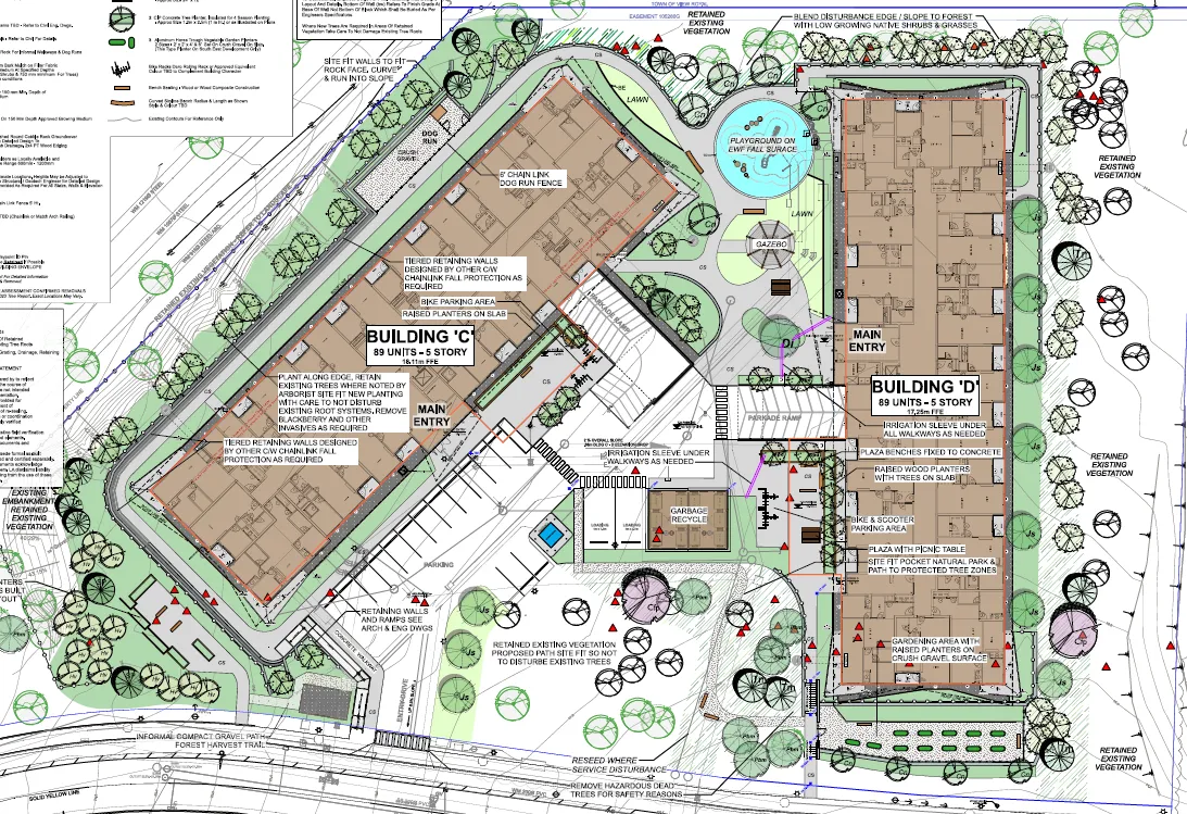Updated landscape plan detail for Building C and Building D