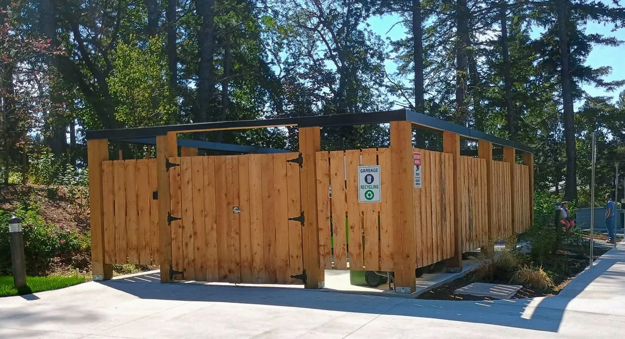 Photo of the garbage and recycling enclosure for Building A & B