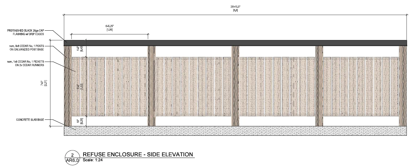 Architectural drawing – Refuse Enclosure - Side Elevation