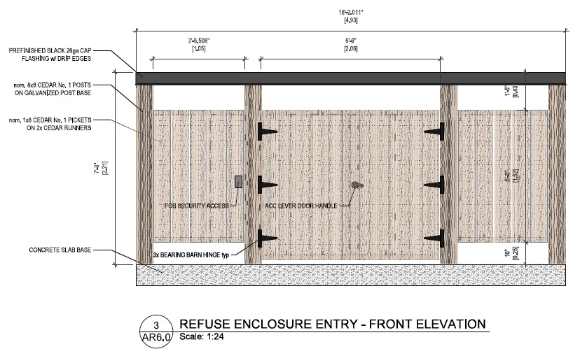 Architectural drawing – Refuse Enclosure Entry - Front Elevation