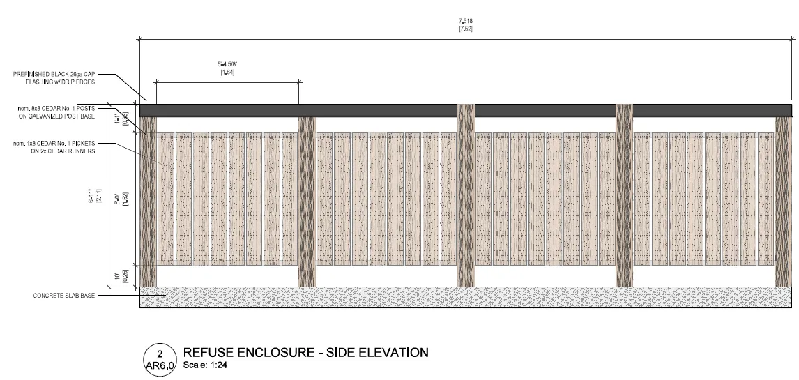 Architectural drawing – Refuse Enclosure - Side Elevation