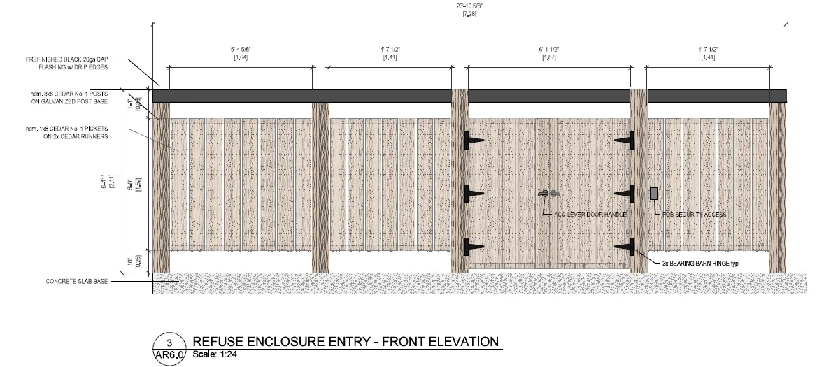 Architectural drawing – Refuse Enclosure Entry - Front Elevation