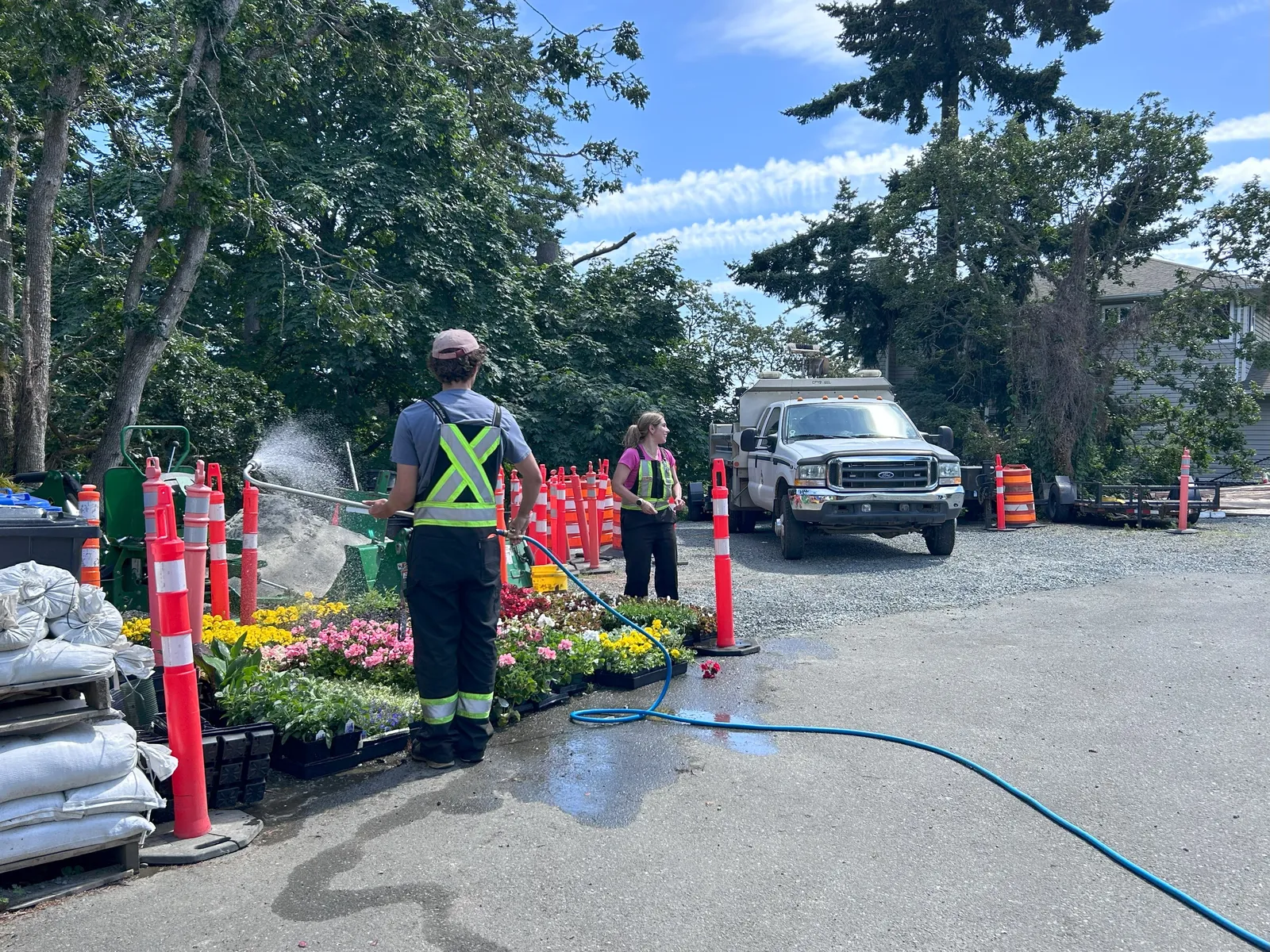 Summer crew working in Parks yard