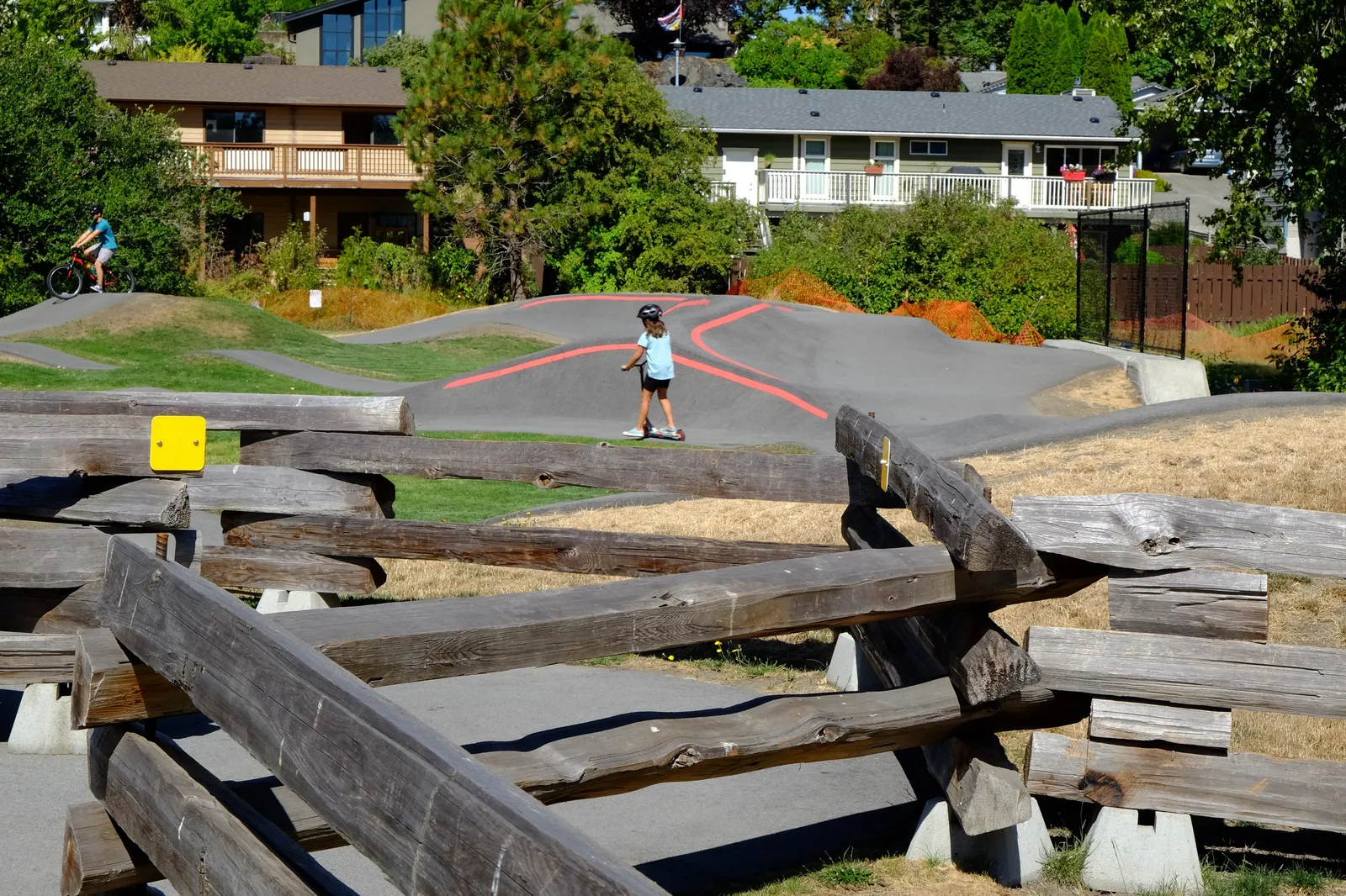 Enjoying the bike park in View Royal Park