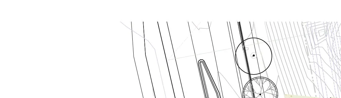 Topographical boundary lines and survey points at Watkiss Way