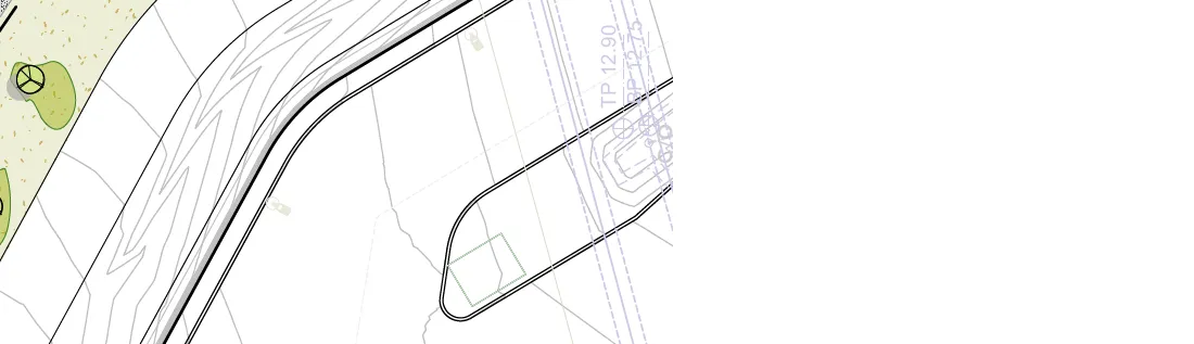 Survey data markers and elevation point TP 12.90