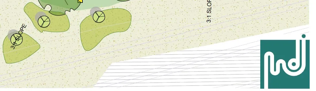 Plan detail showing 3:1 slope and meadow area