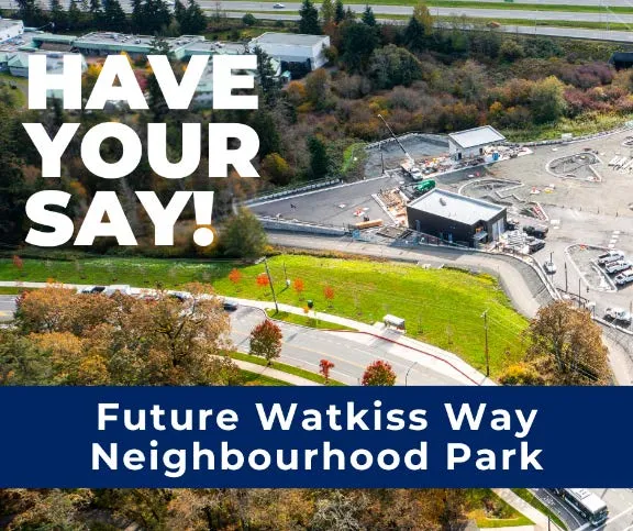 "HAVE YOUR SAY!" social media post featuring an aerial view of the park site