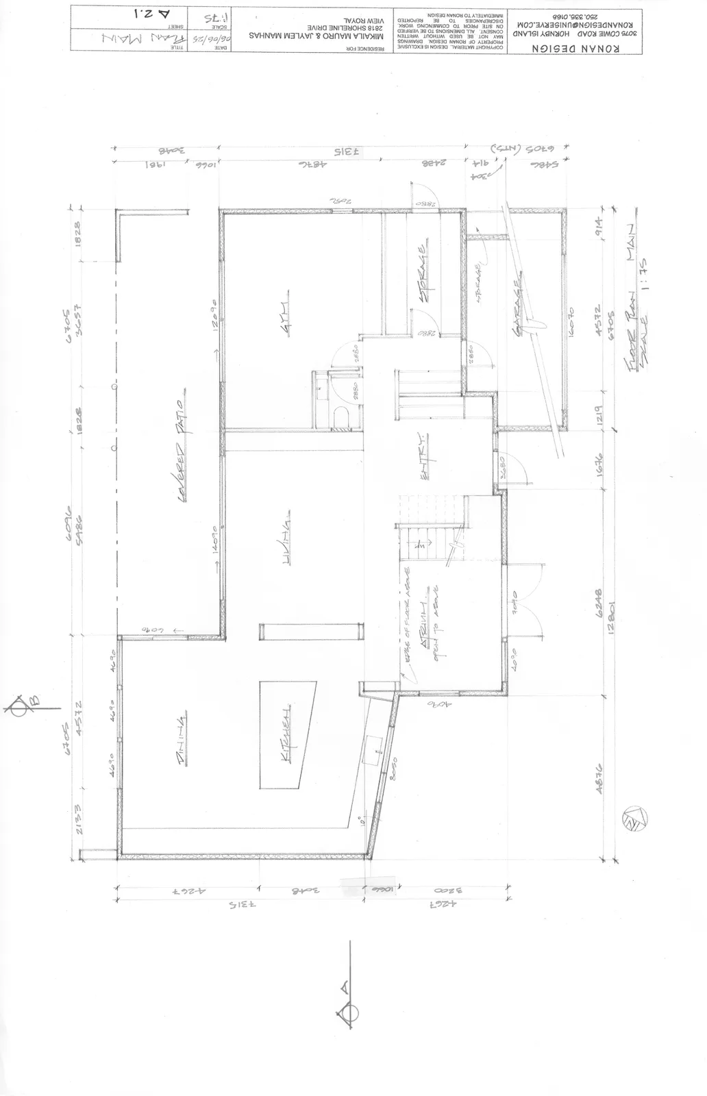 Detailed floor plan for the main level of the residence.